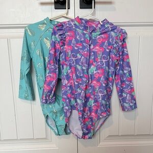 Limited Too Kids Swim Rashguards - Purple and Teal Bundle